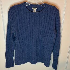 L.L. Bean Navy Cable Knit Pullover